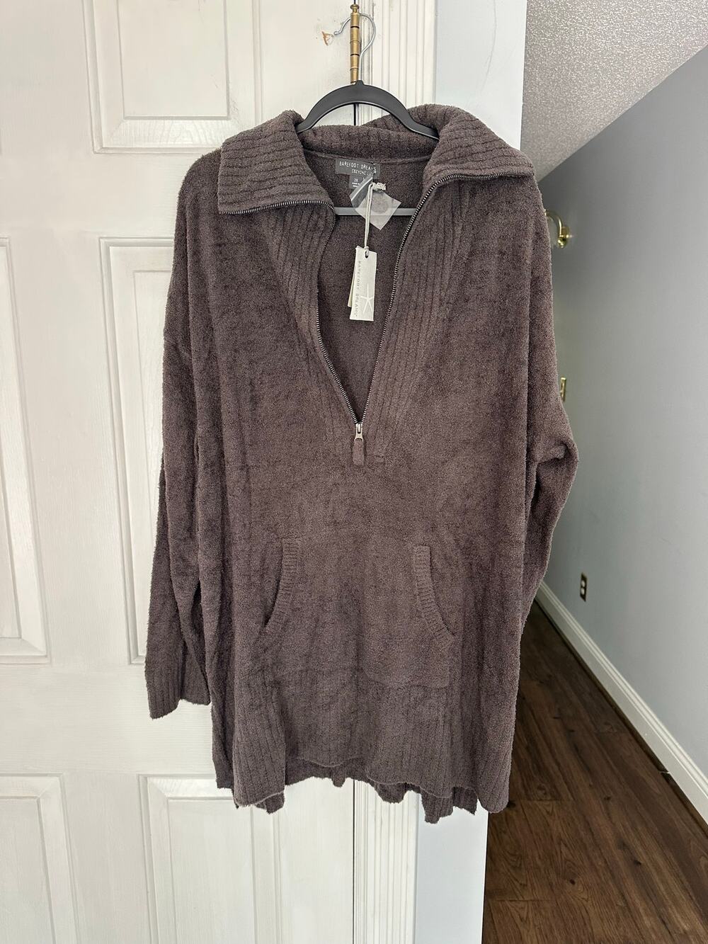 NWT Barefoot Dreams High Rib Half Zip Tunic Carbon CozyChic Lite Sz 2X